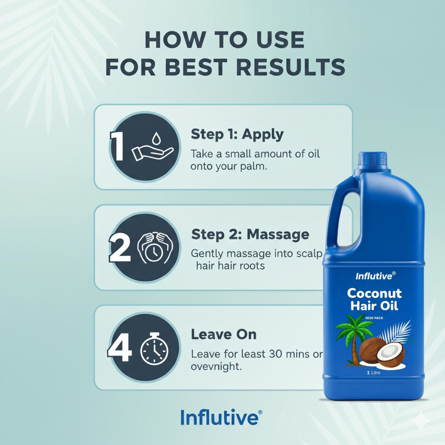 Image of Influtive COCONUT HERBAL HAIR OIL 1 LITRE NEW PACK Hair Oil