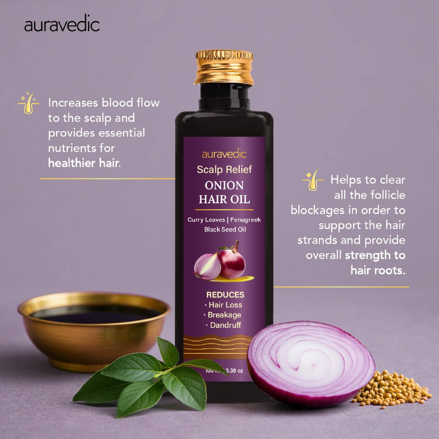 AURAVEDIC Onion Hair Oil 100ml - Image 5