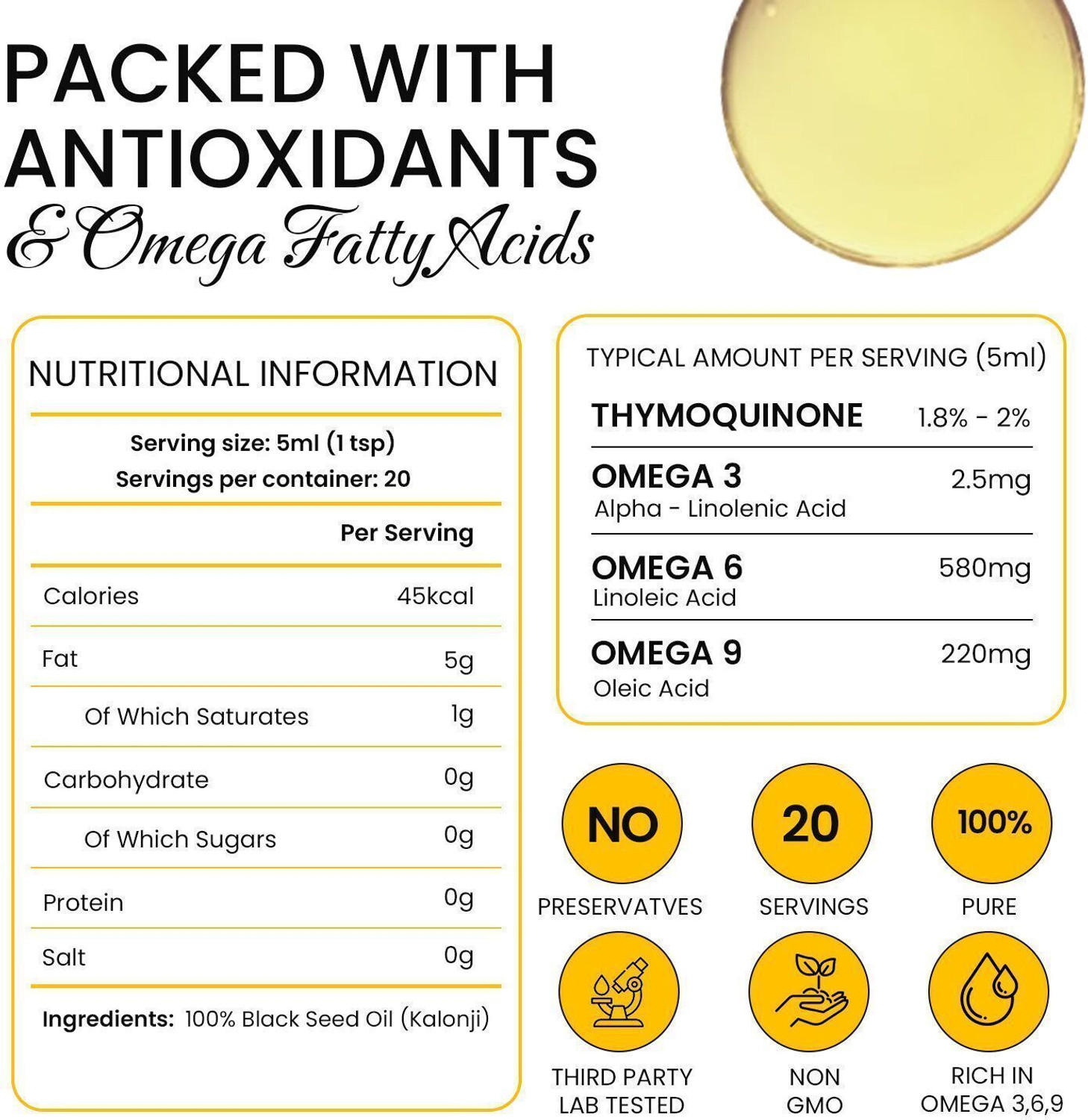 Image of Caraway Cold Pressed Black Seed (Kalonji) Oil For Hair Growth, Drink & Skin Care Hair Oil