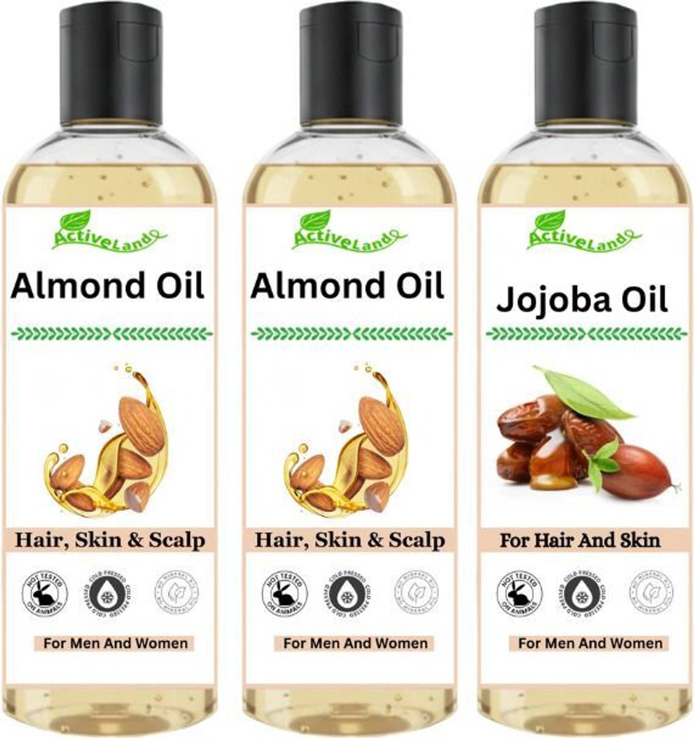 Activeland 100ml jojoba oil and 200ml Almond oil for hair Growth Hair Oil