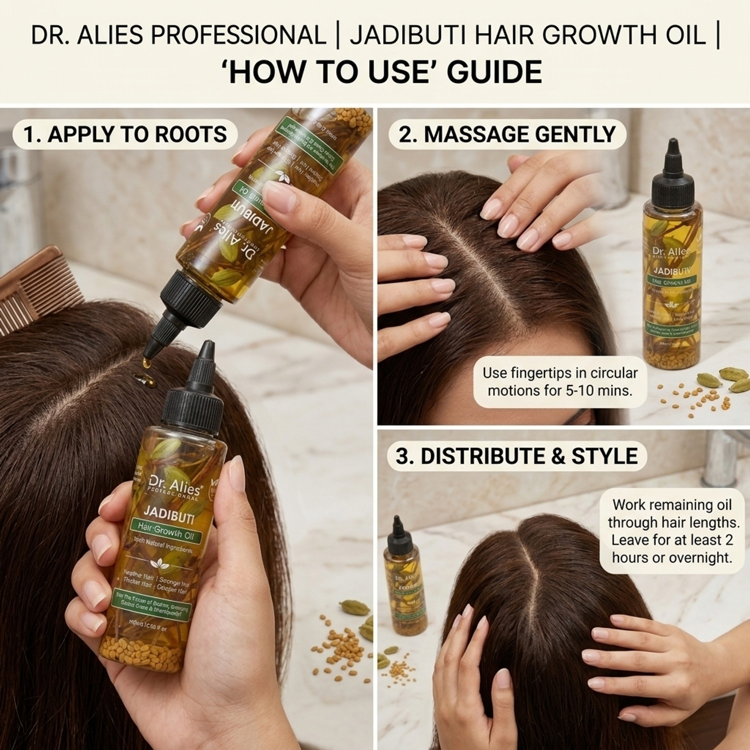 Image of Dr. Alies Professional Jadibuti Hair Growth Oil with Rosemary, Reduces Hair Fall | Lightweight Hair Oil