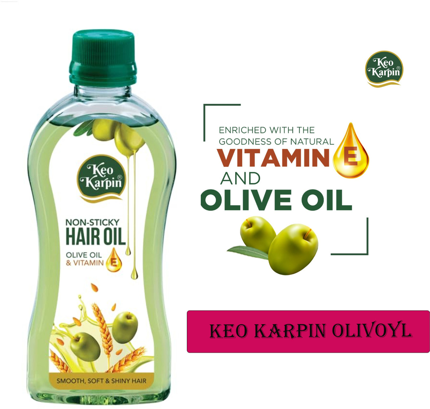 Image of Keo Karpin Hair Oil, Enriched With Natural Vitamin E And Olive Oil Hair Oil