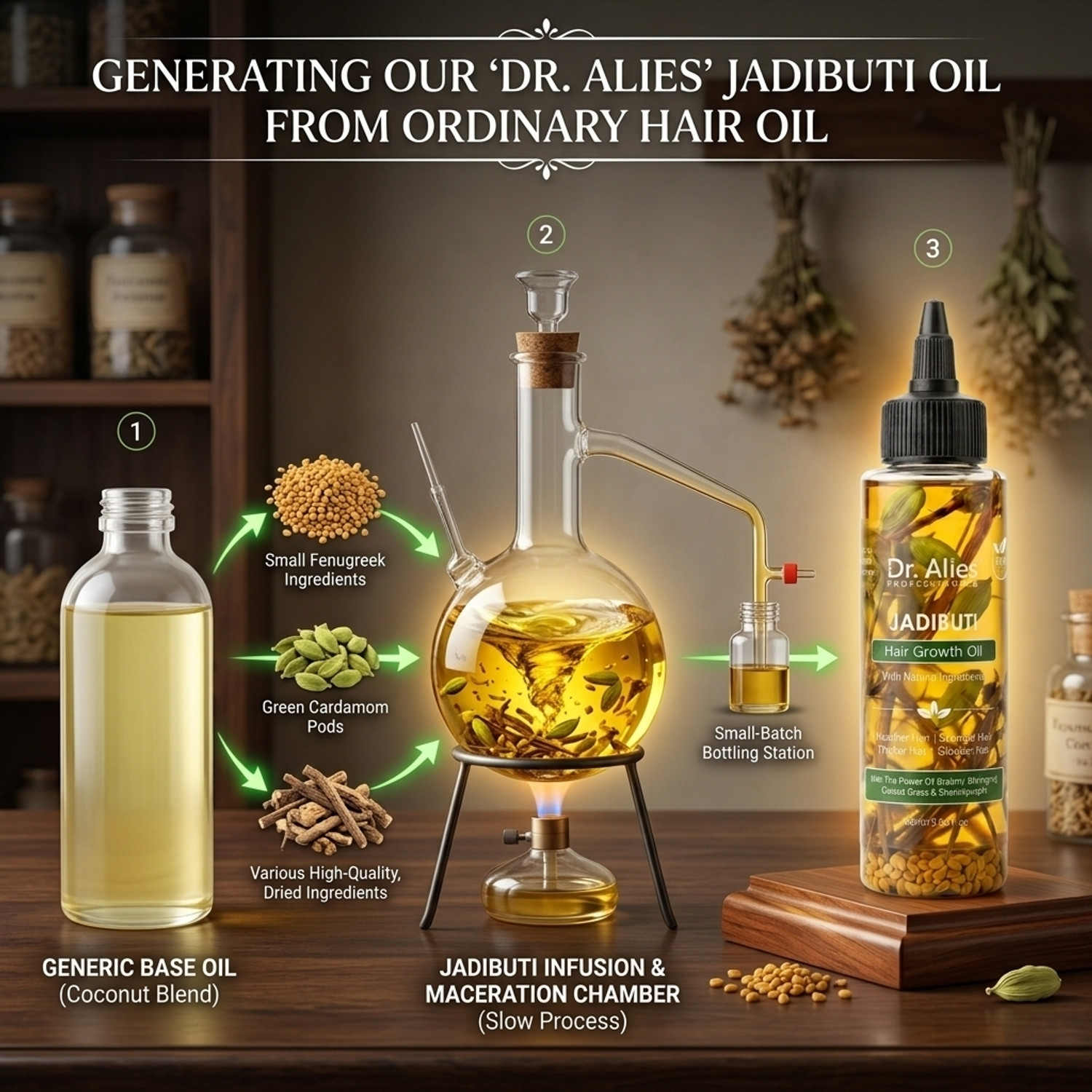 Image of Dr. Alies Professional Jadibuti Hair Growth Oil with Rosemary, Reduces Hair Fall | Lightweight Hair Oil