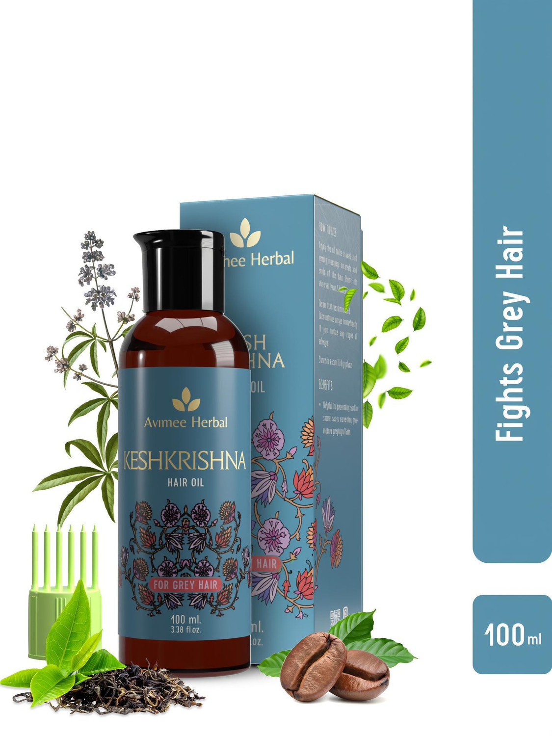 Avimee Herbal Keshkrishna Oil, With Amla & Curry Leaf, For Premature Greying, Hair Oil