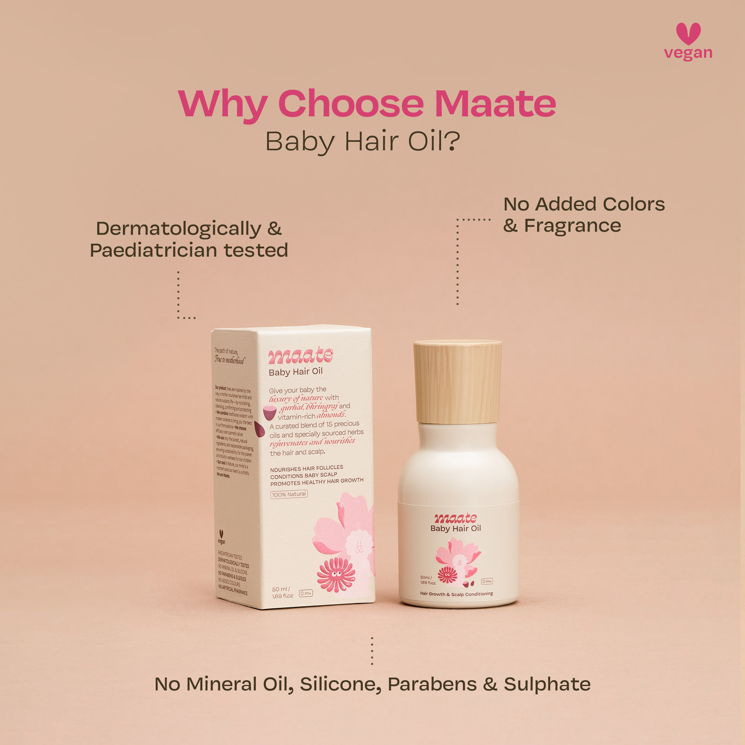 Image of MAATE Baby Protein Rich for Hair Growth Enriched with Hibiscus, Bhringraj & Almond Hair Oil