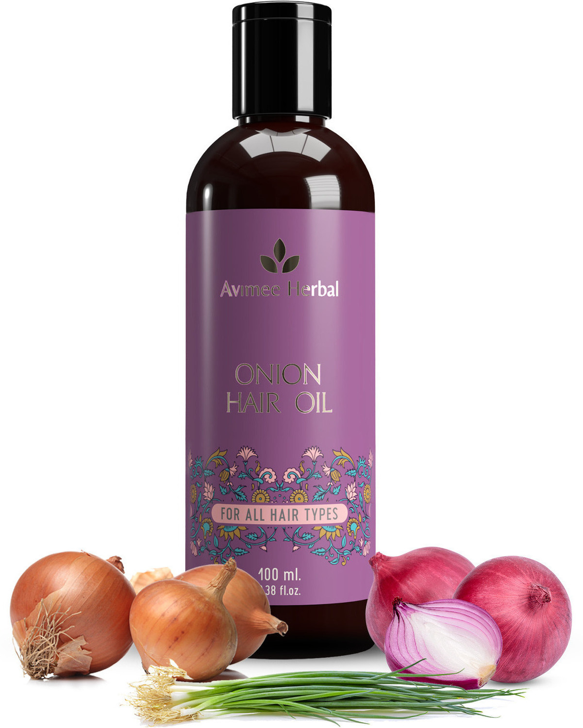 Image of Avimee Herbal Pure Onion Hair Oil for Regrowth and Hairfall Control with Natural Onion Extract Hair Oil
