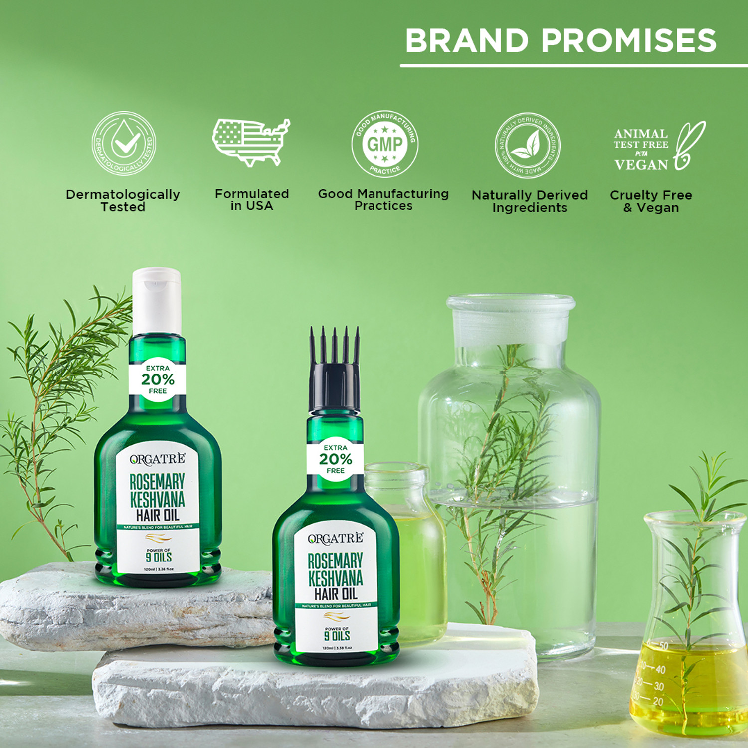 Image of Orgatre Rosemary Keshvana Hair Oil for Hair Growth & Strength | Natural & Nourishing Hair Oil