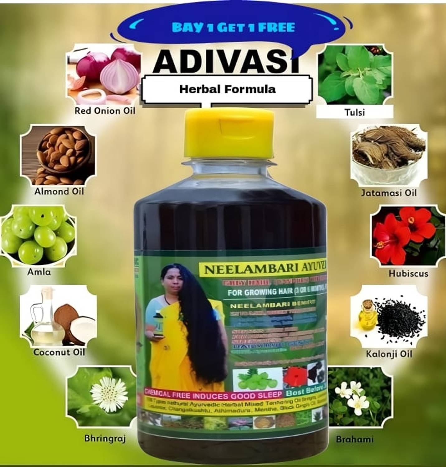 Adivasi GREEN JUNGALI JADIBUTI OIL HAIR FALL 500ML (BEST HAIR GROWTH RESULAT Hair Oil