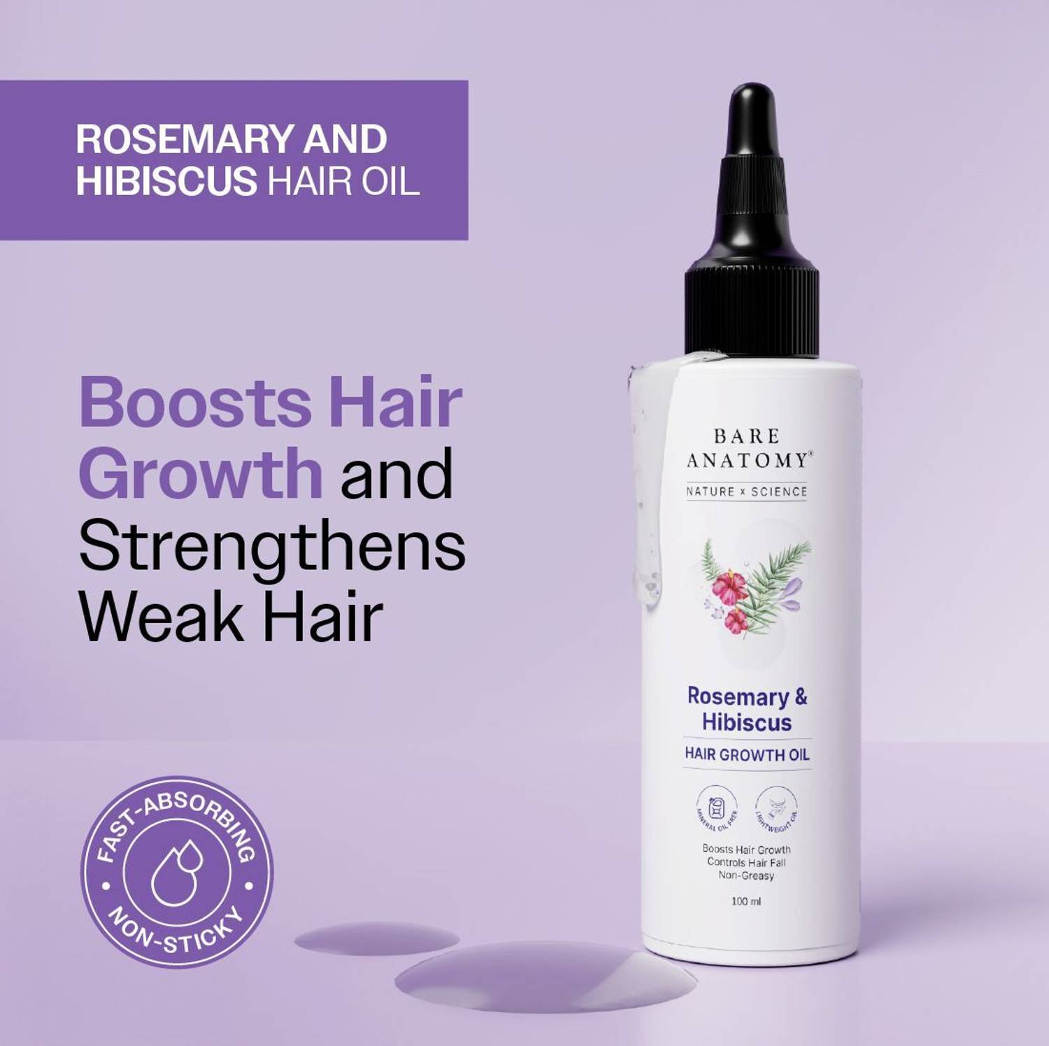 BARE Rosemary & Hibiscus Hair Growth Oil 100ml - Image 1