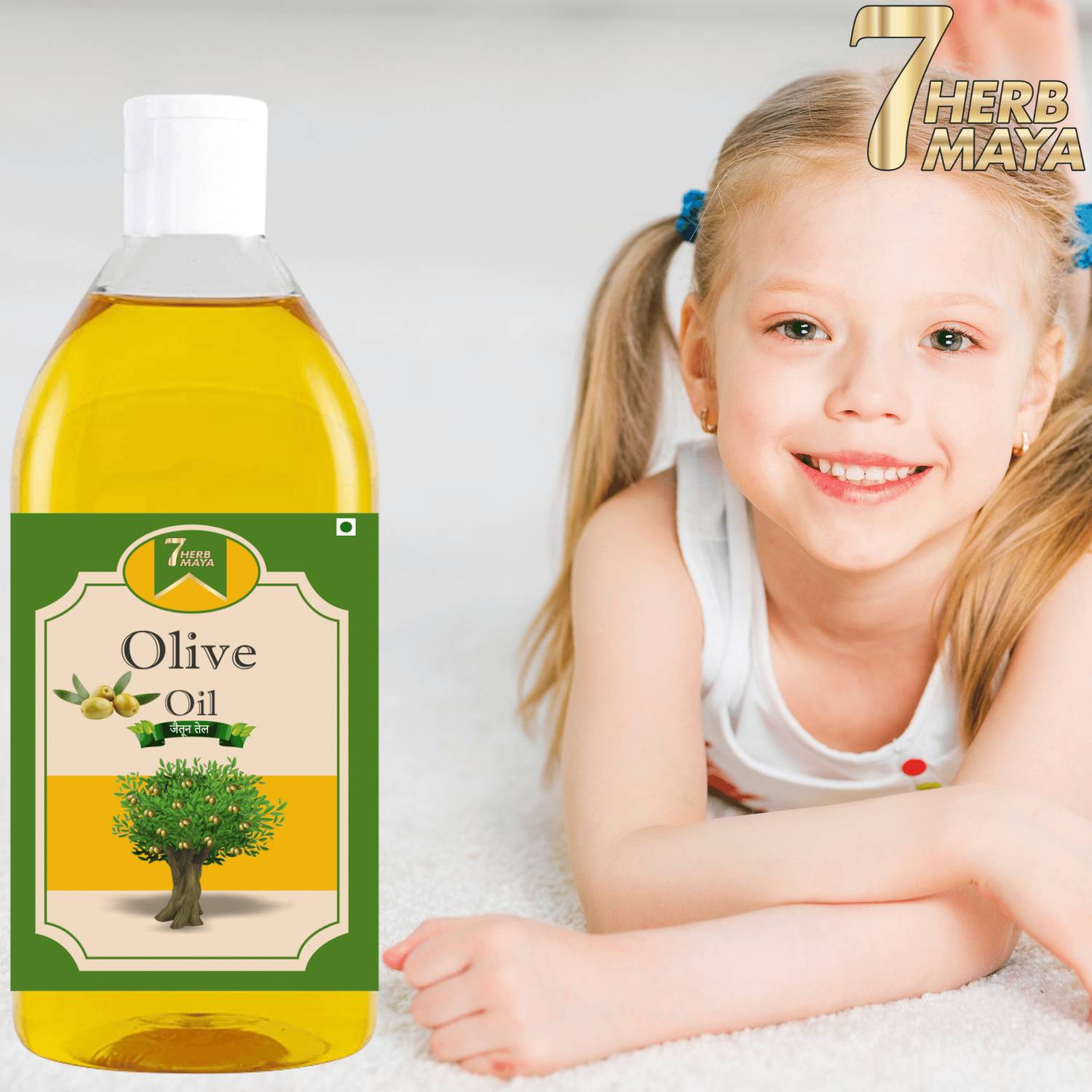 7Herbmaya Olive Oil Kids Hair Oil, 100%Natural-Rejuvenate Scalp-Promote Strong Hair Growth Hair Oil