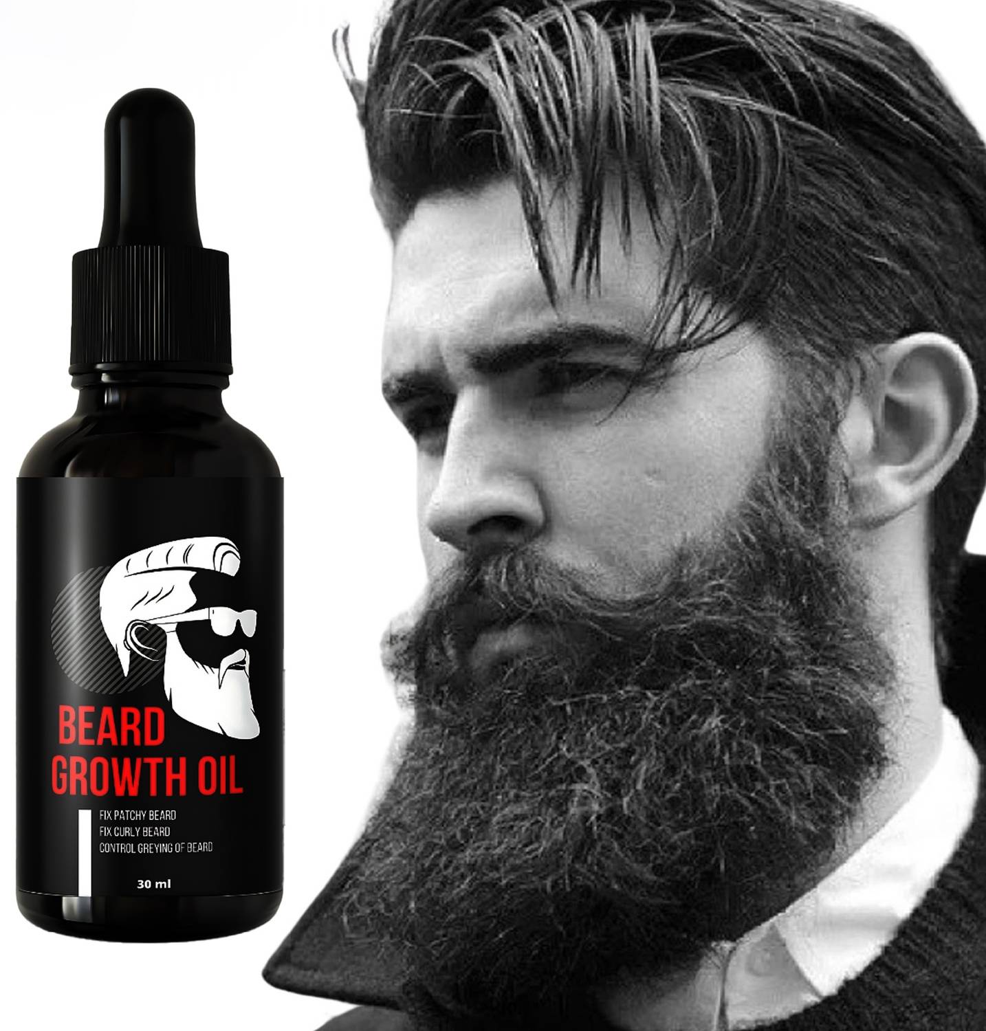 GLOCARE 100% Natural Beard Growth Oil - No SLS, No Paraben Hair