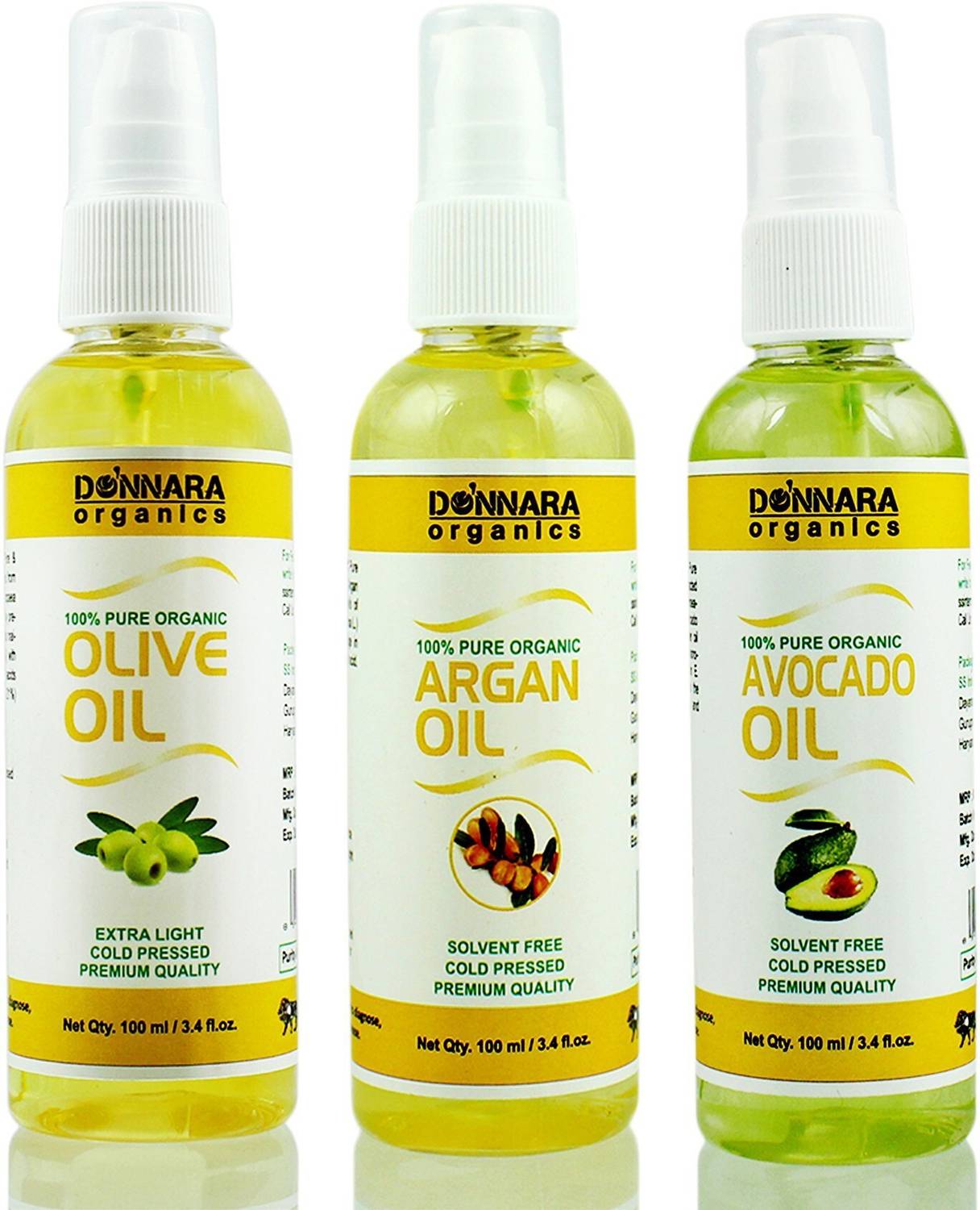 Donnara Organics Premium Olive oil, Argan oil & Avocado oil Combo...mo