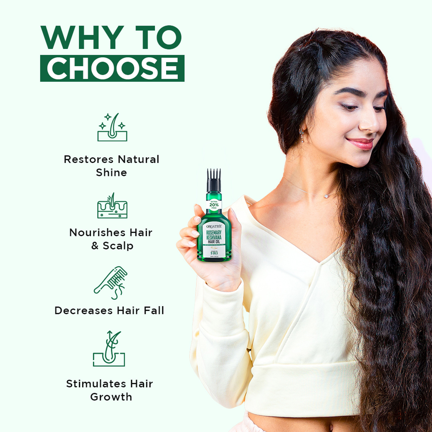 Image of Orgatre Rosemary Keshvana Hair Oil for Hair Growth & Strength | Natural & Nourishing Hair Oil