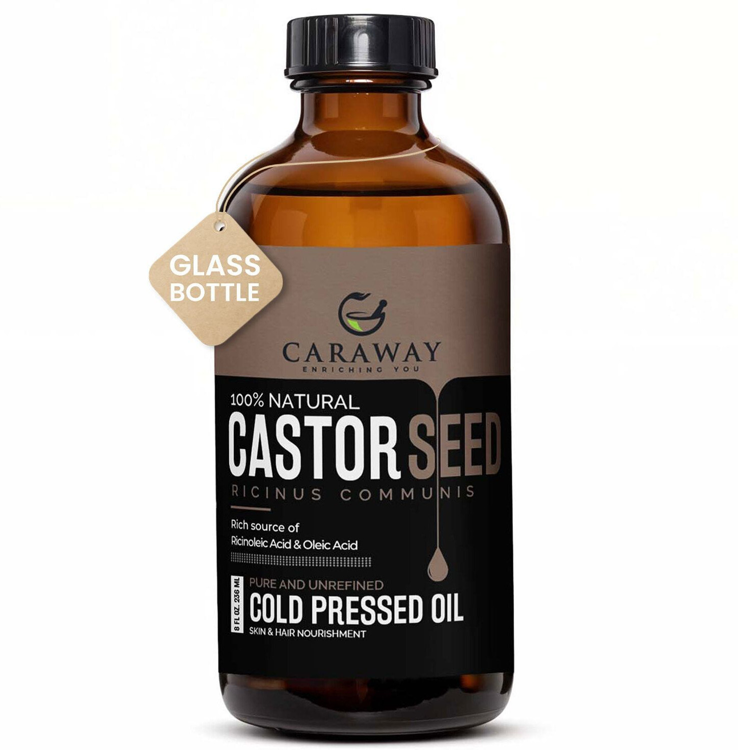 Image of Caraway Organic Cold Pressed Castor for Growth and Constipation Relief Hair Oil