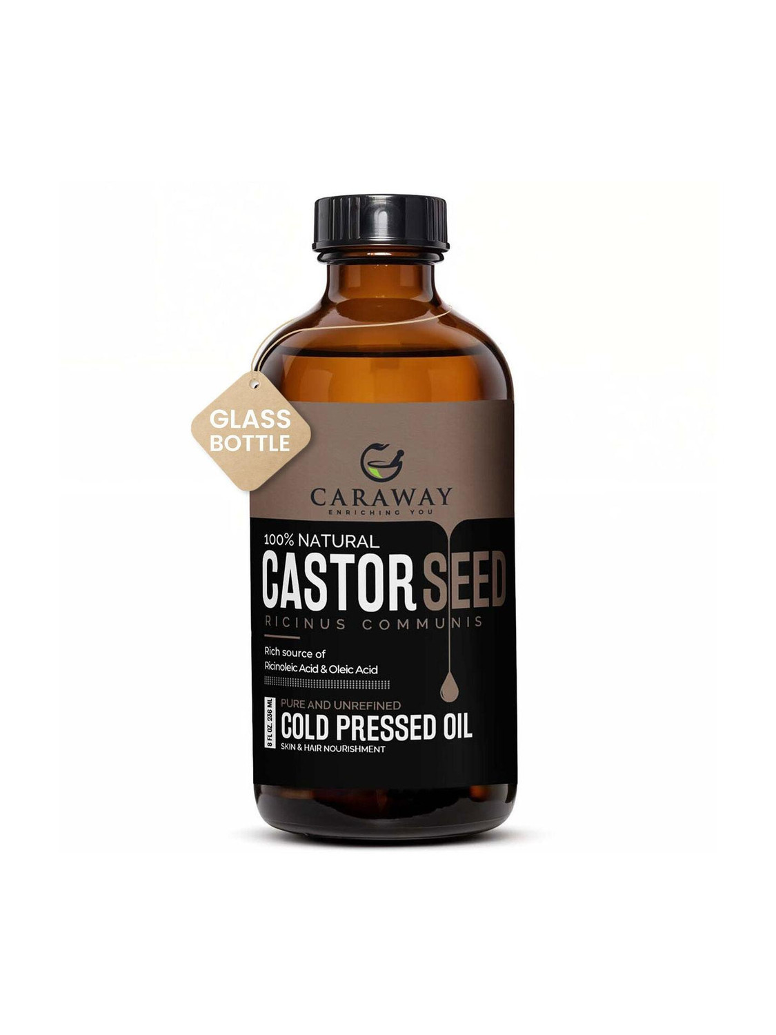 Image of Caraway Organic Cold Pressed Castor for Growth and Constipation Relief Hair Oil