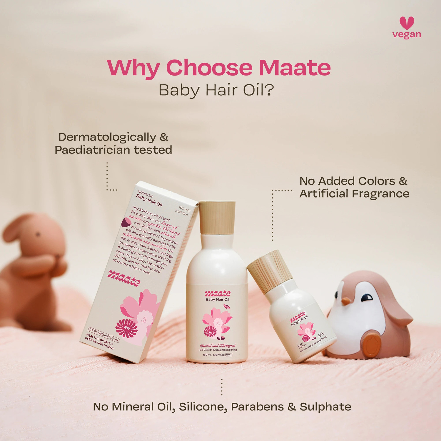 Image of MAATE Baby Hair Oil 50 ml (Pack of 2) | For Newborn�s Hairs & Scalp Conditioning Hair Oil