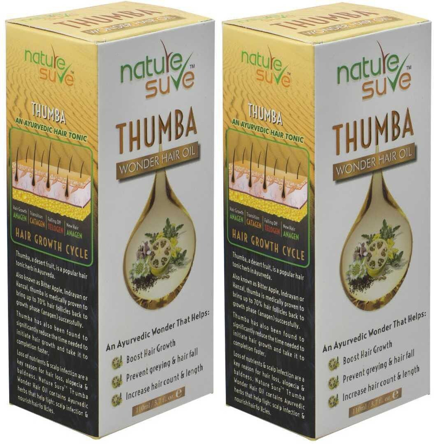 Image of Nature Sure Thumba Wonder Hair Oil for Men and Women - 2 Packs Hair Oil