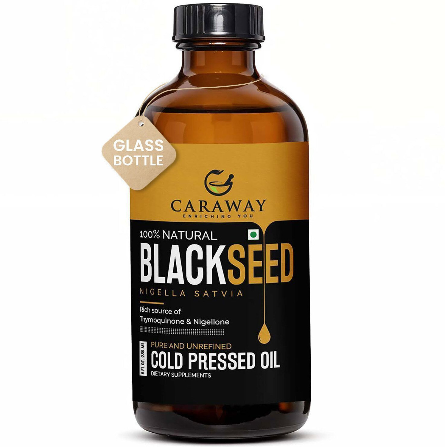 Image of Caraway Cold Pressed Black Seed (Kalonji) Oil For Hair Growth, Drink & Skin Care Hair Oil