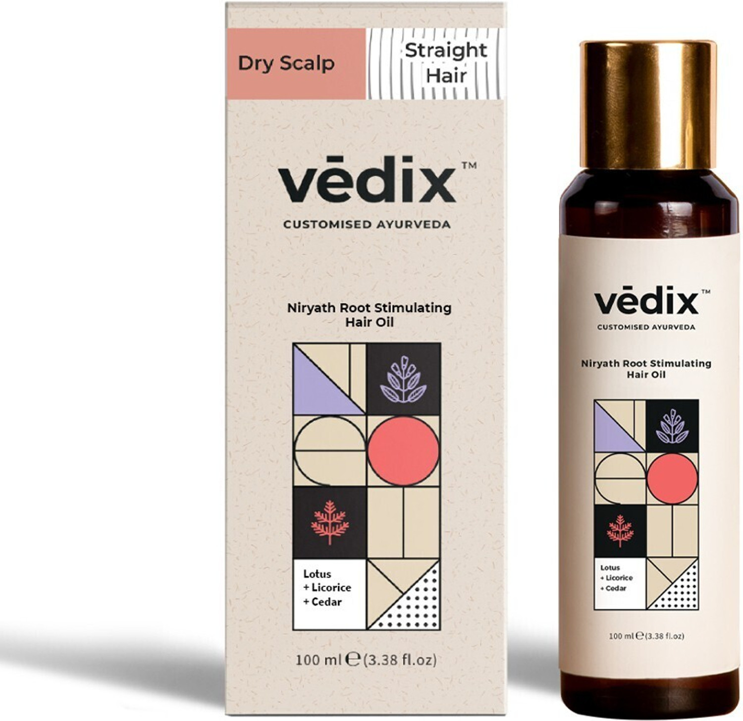 Image of Vedix Ayurvedic Niryath Root Stimulating Hair Oil for Dry Scalp - Straight Hair Hair Oil