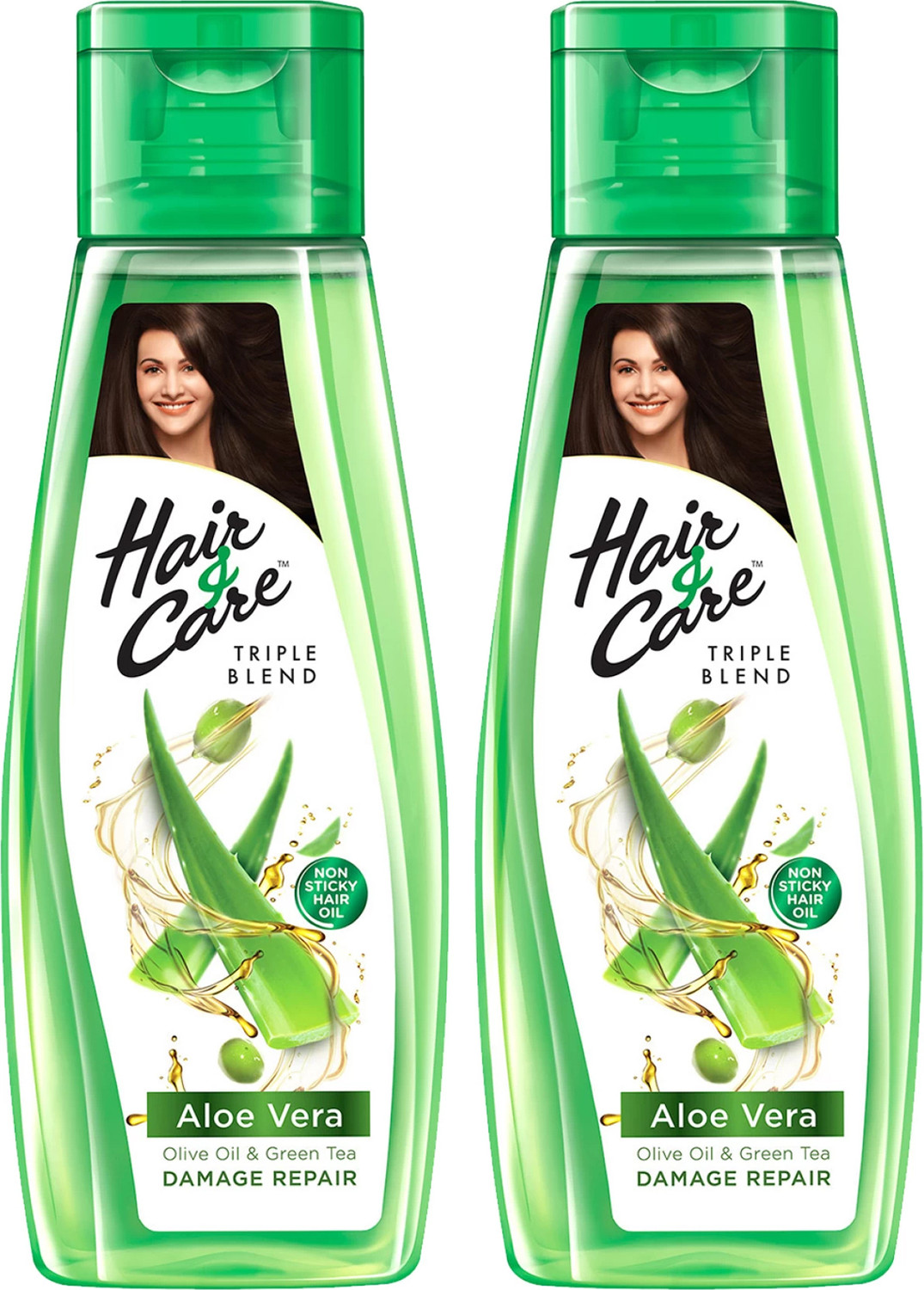 Image of HAIR & CARE Damage Repair Non-Sticky Hair Oil with Aloe Vera, Olive Oil & Green Tea Hair Oil