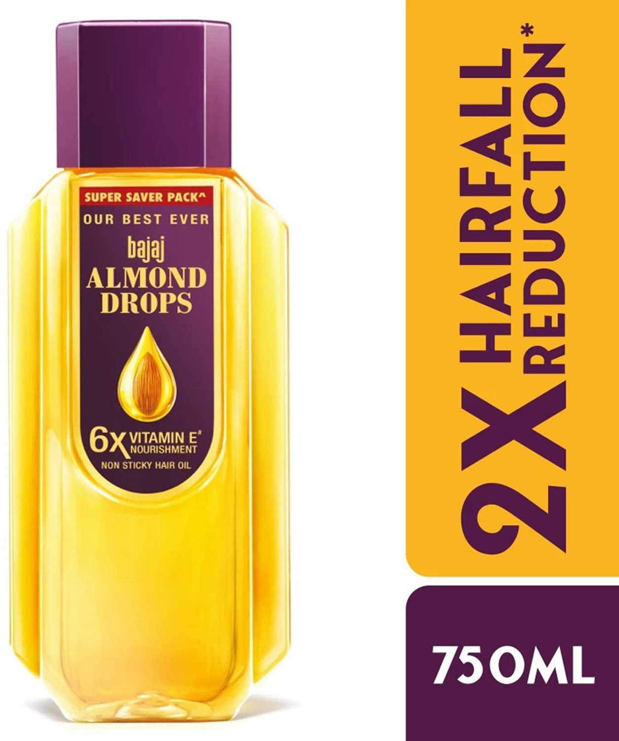 Image of BAJAJ Almond 6x Vitamin E Nourishment Non Sticky Hair Oil