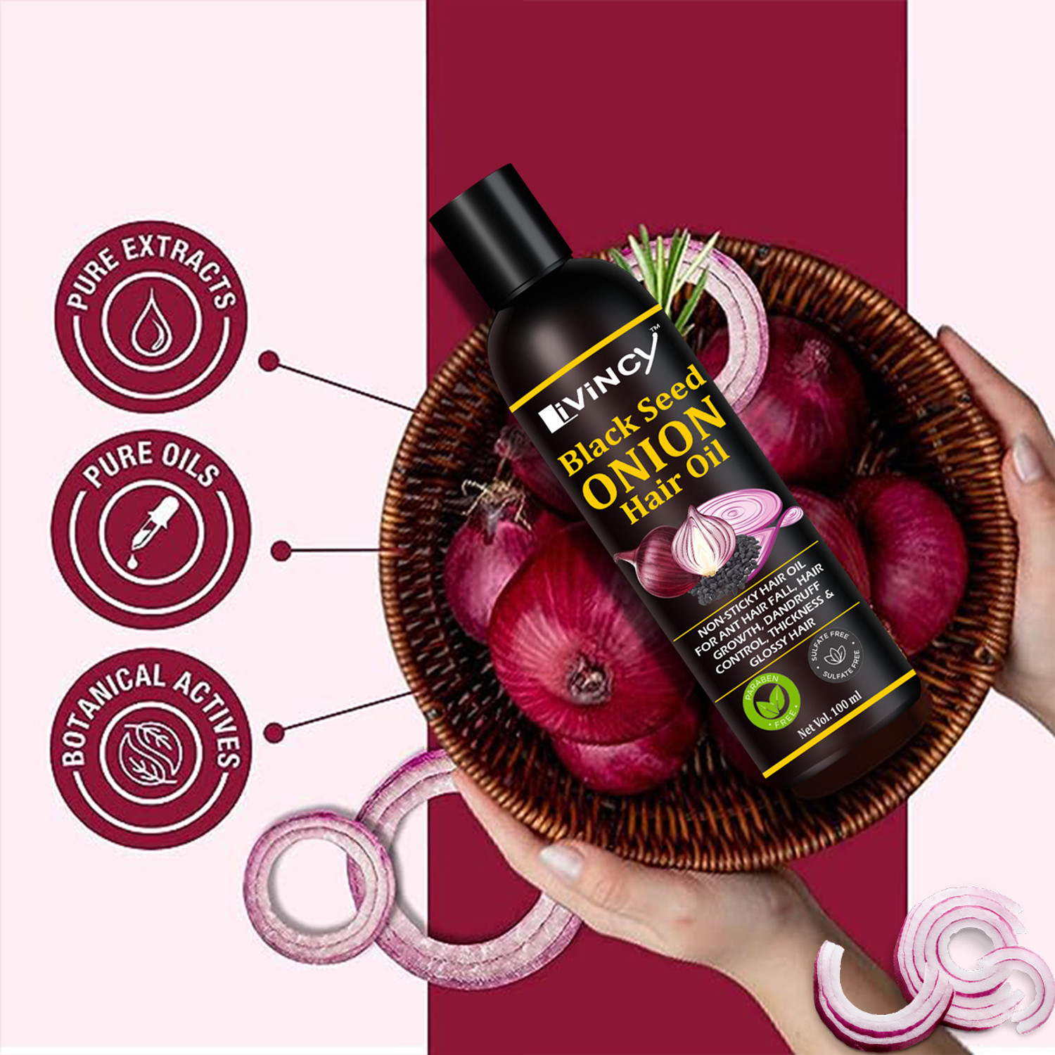 Image of Livincy onion oil for hair growth red onion oil black seed onion oil hair growth oil Hair Oil