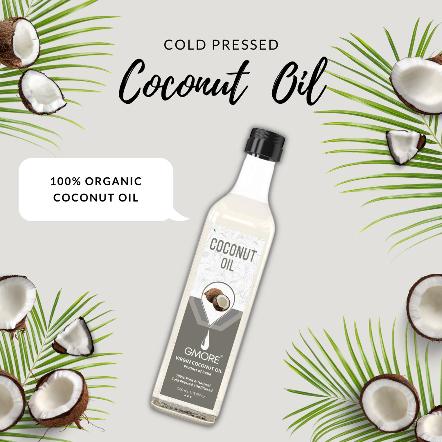 Image of Gmore Virgin Coconut Oil - Baby Care , Baby Massage , Baby Bath , Hair & Skin Hair Oil