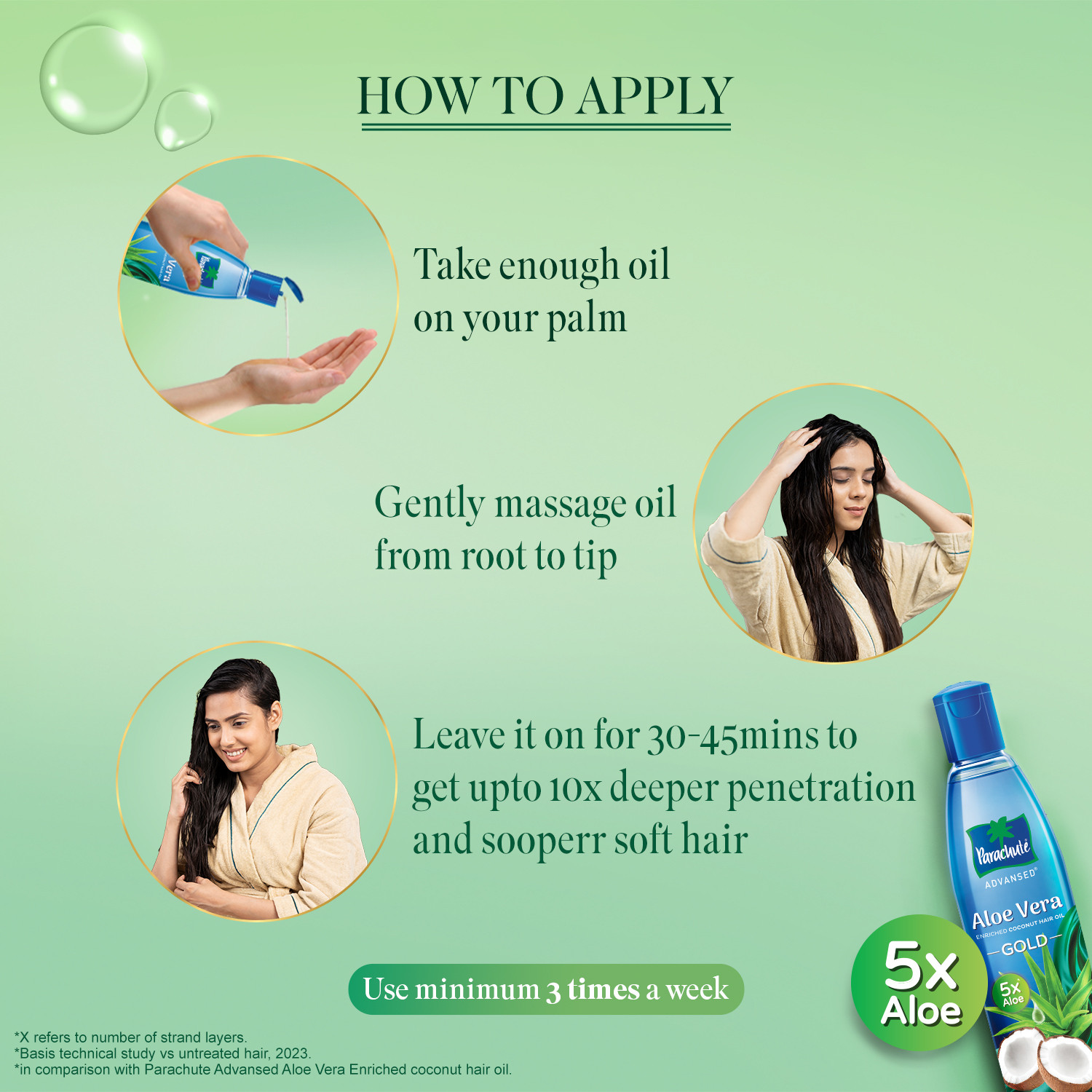 Image of Parachute Advansed Aloe Vera Enriched Coconut Hair Oil Gold, 5X Aloe Vera With Coconut Hair Oil