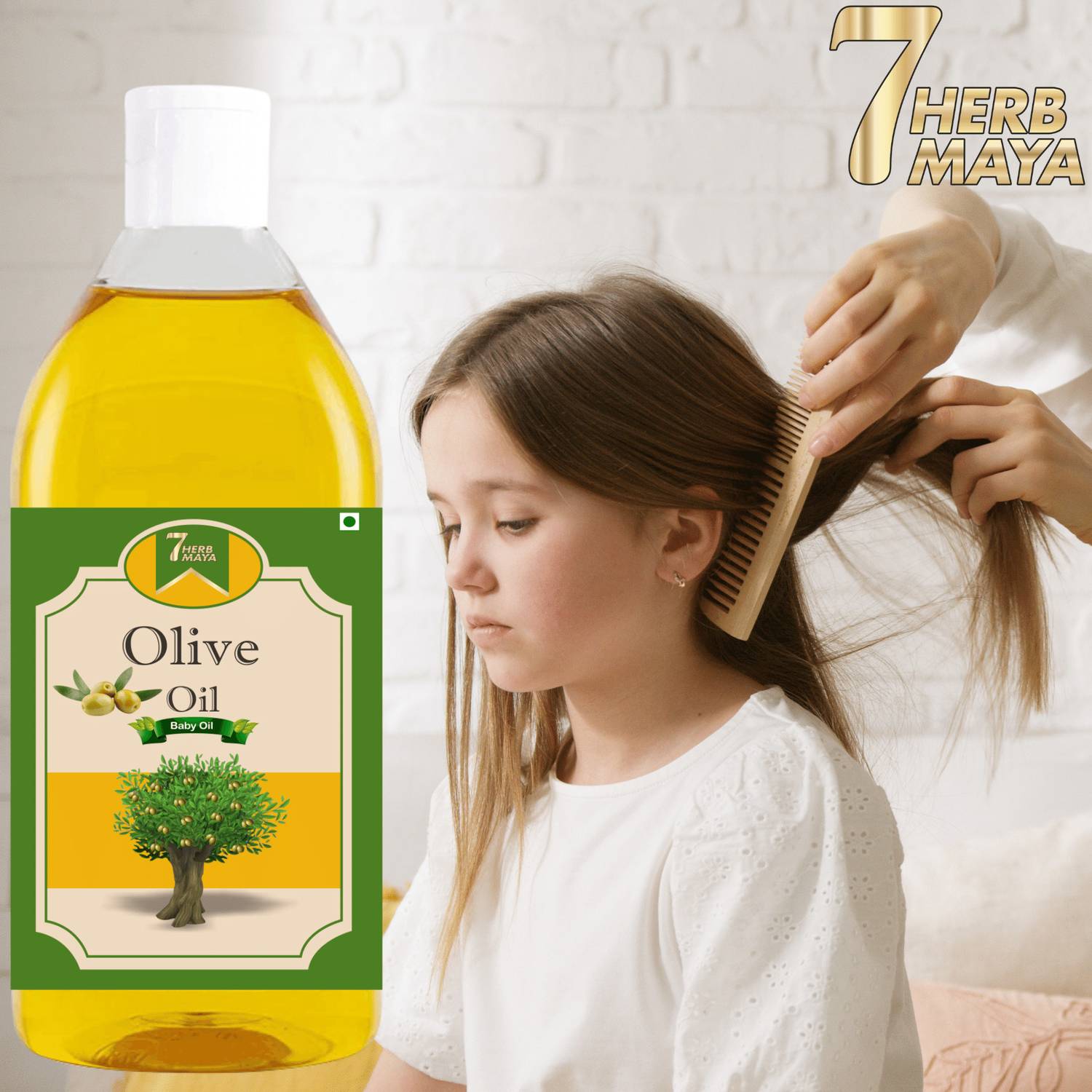 7Herbmaya Natural Baby Massage Oil Cold Pressed Olive Oil- Promote Strong Kids Hair Growth Hair Oil