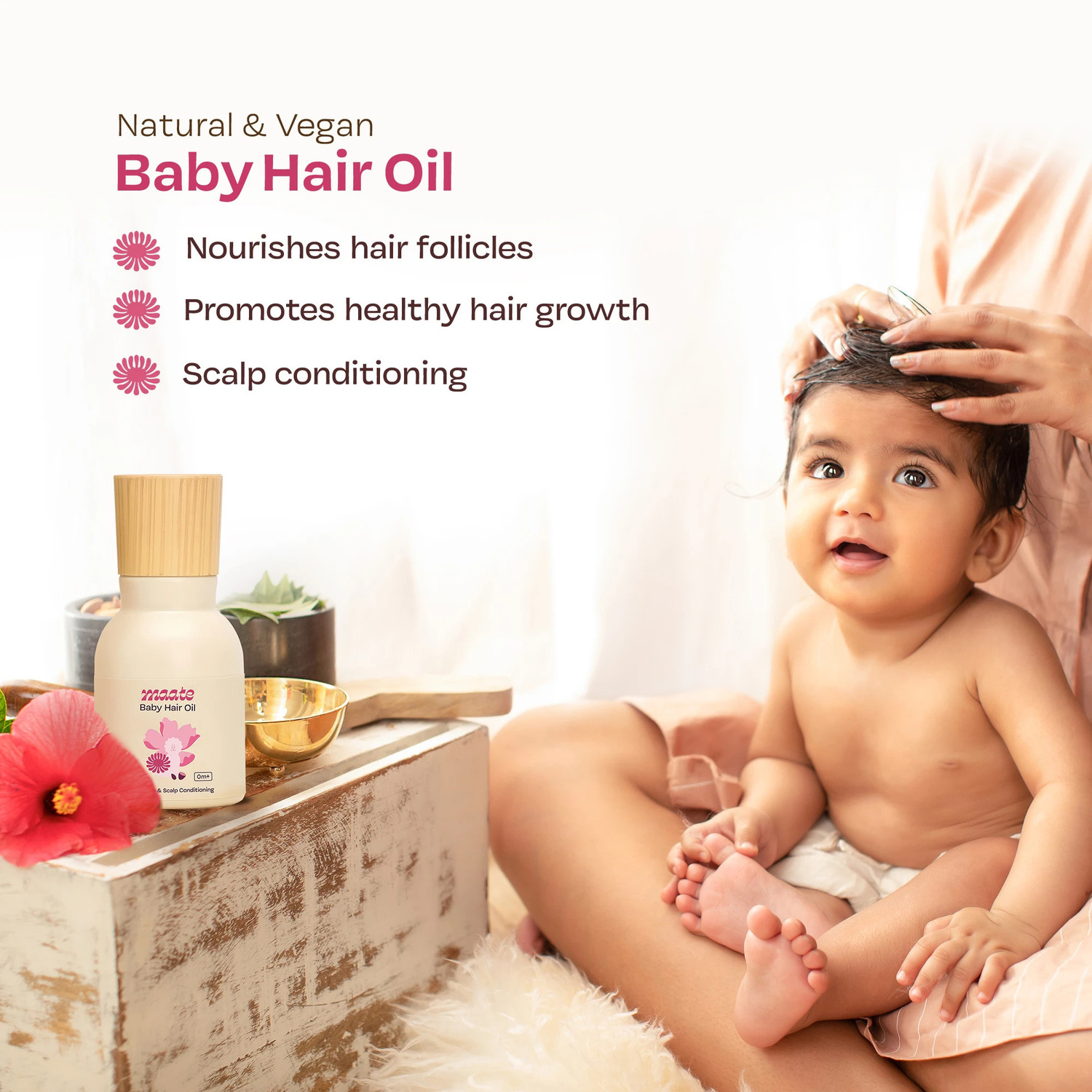 Image of MAATE Baby Hair Oil 50 ml (Pack of 2) | For Newborn�s Hairs & Scalp Conditioning Hair Oil