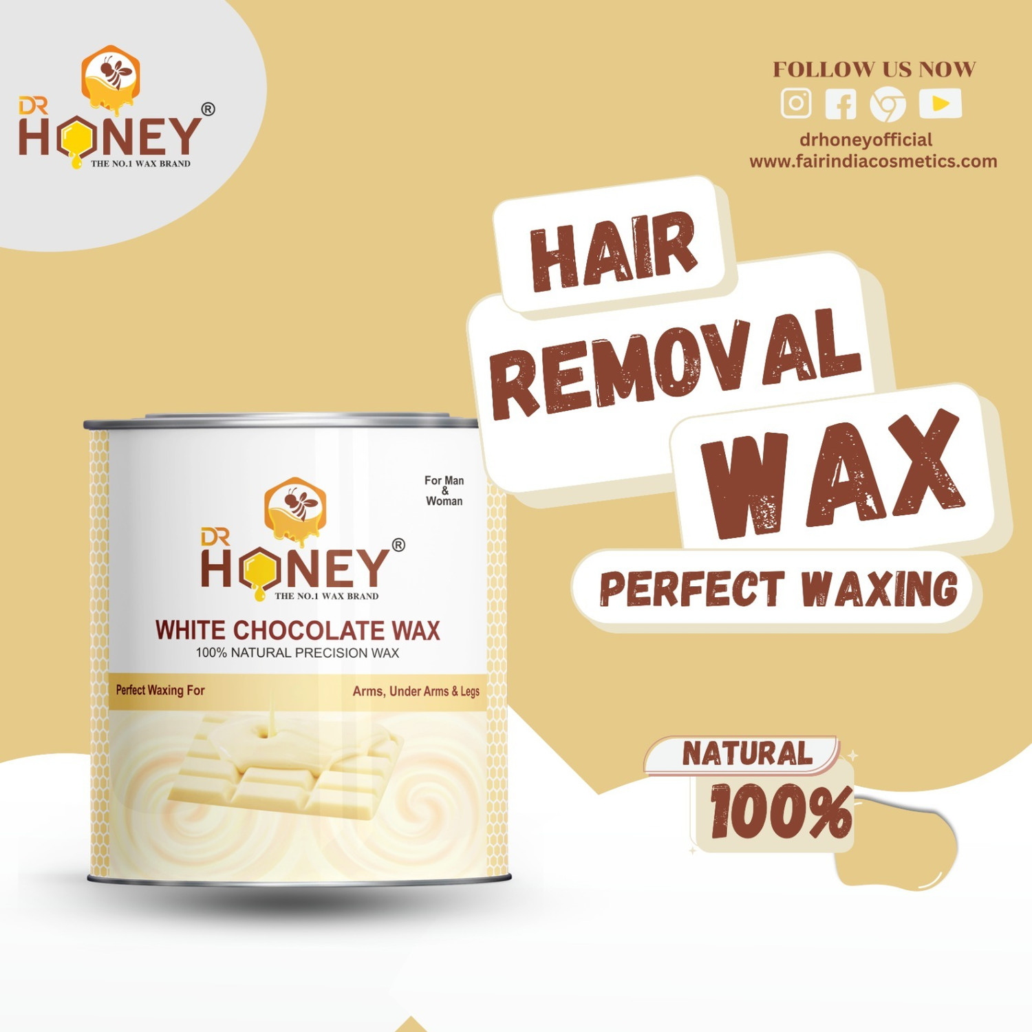Image of DR.HONEY New white chocolate strips 30 one knife Wax (600 g)