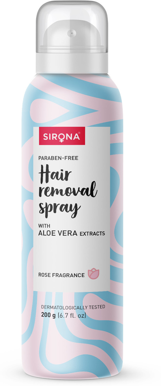 Image of SIRONA Hair Removal Spray with Aloe Vera & Rose Fragrance, 10-Min Action, Paraben-Free Spray