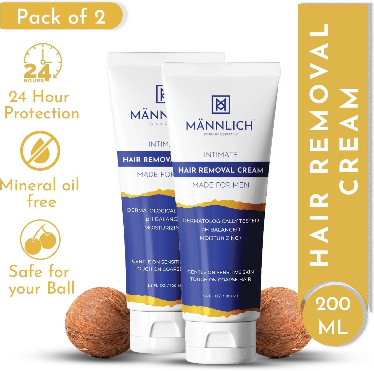 Mannlich Intimate/Private Hair Removal Cream for Men for Unwanted