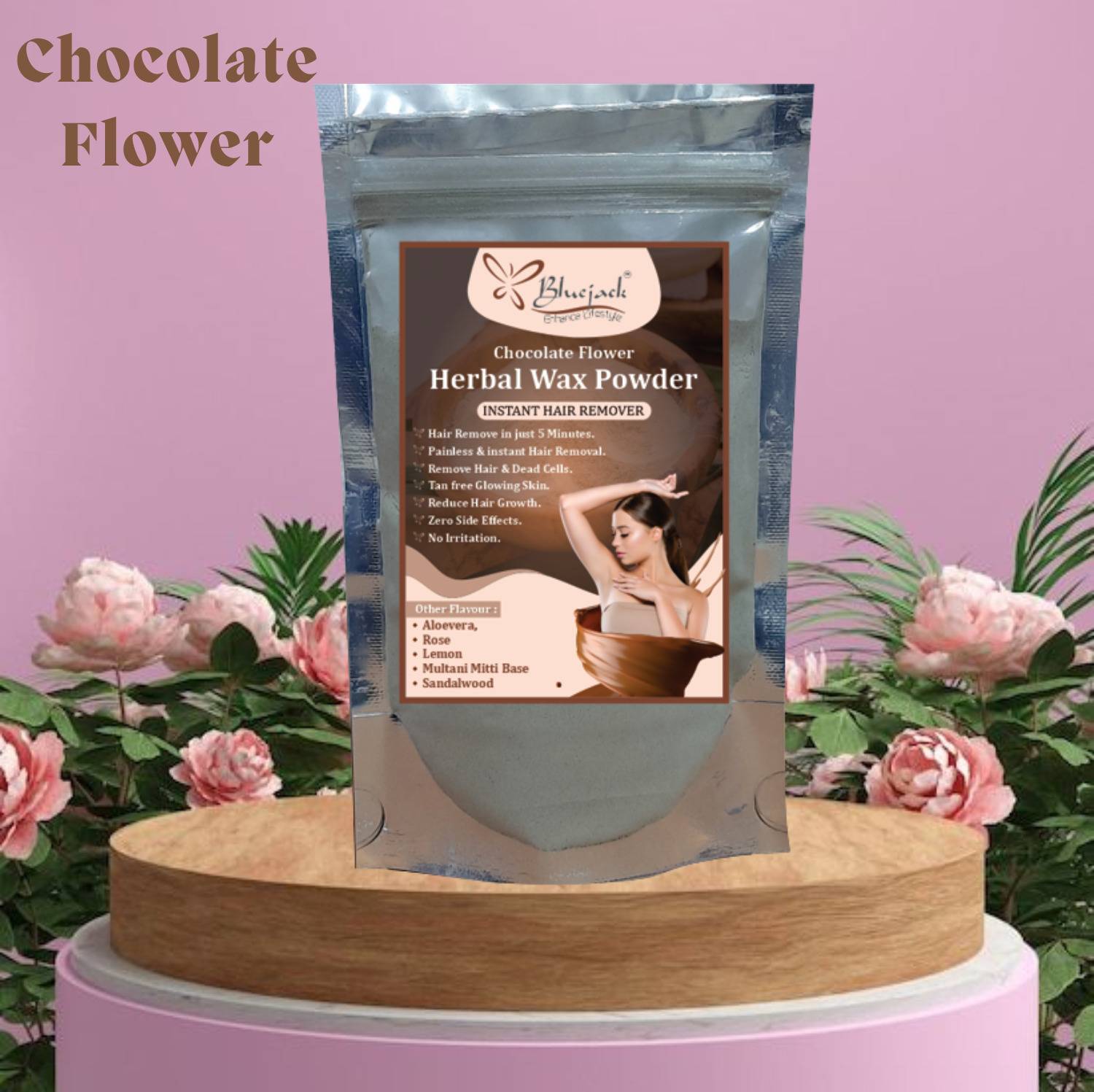Bluejack Hair Removal Powder For Men & Women, Faith and Patience Chocolate Wax Herbal Wax