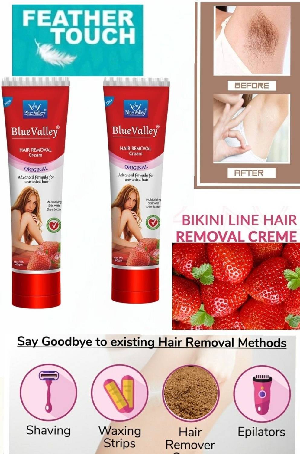 BLUE VALLEY New hair tecnology WOMEN HAIR REMOVAL CREAM XXL SIZE Cream