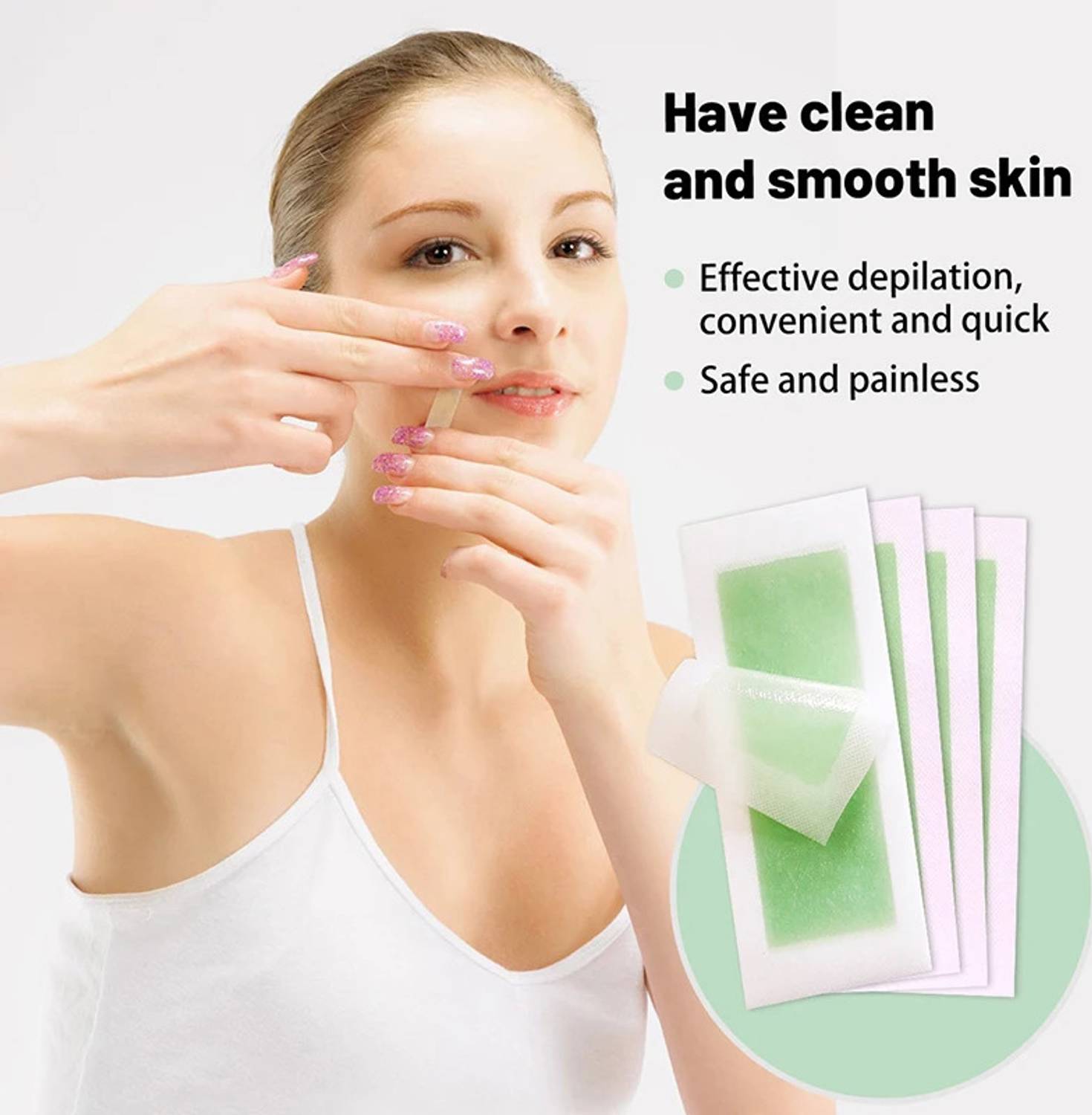 ADJD Facial Wax Strips Green for Face Chin Upper Lip Eyebrow Hair Strips