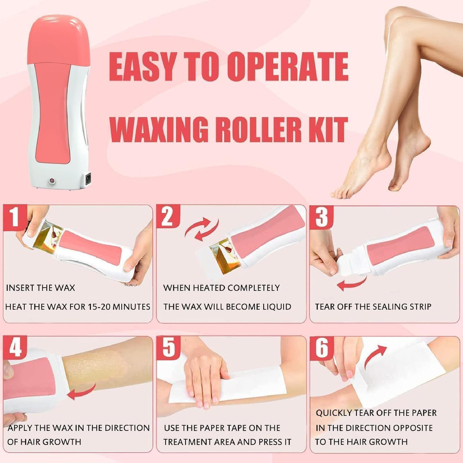 Image of CUVLY Roll-On Wax Heater Kit for Women | Automatic Wax Warmer with Wax Cartridge Wax Wax