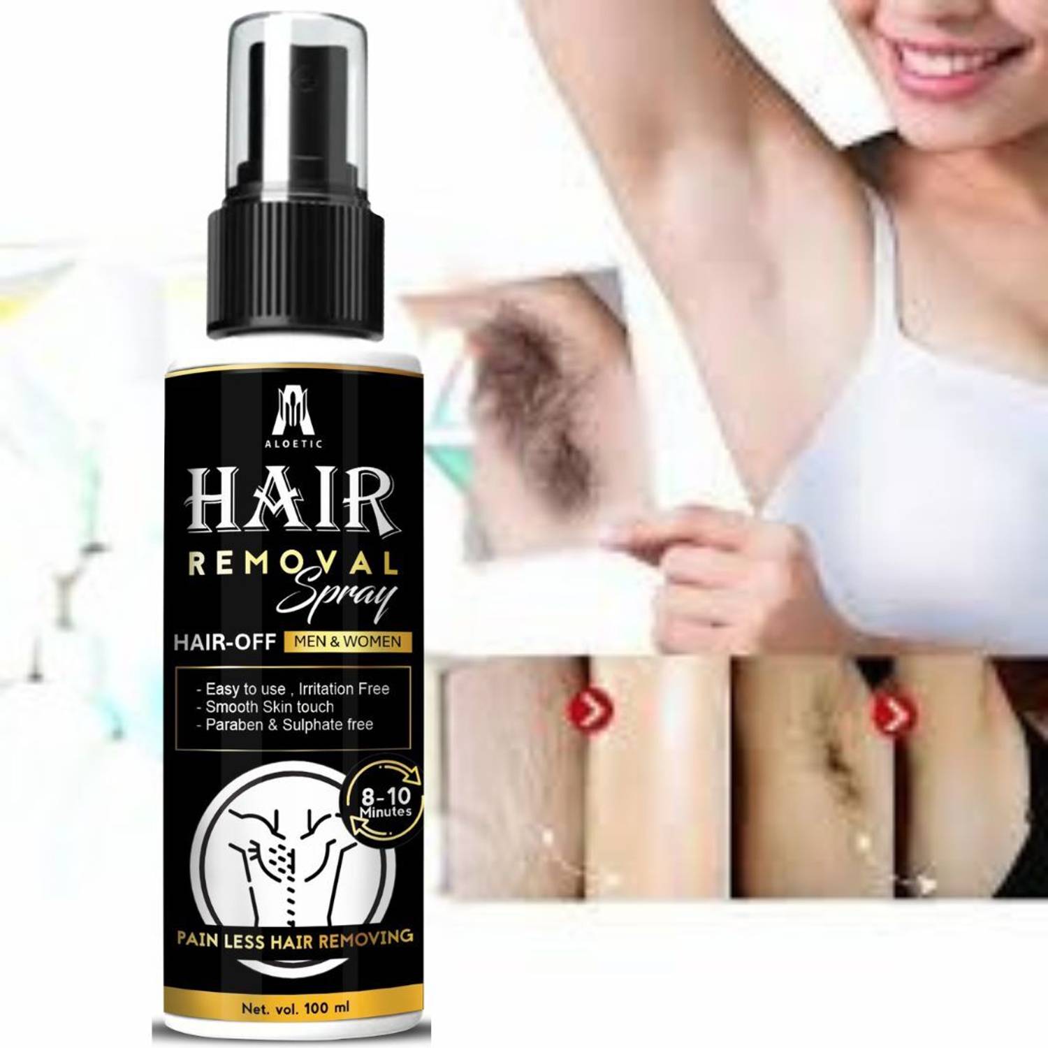 ALOETIC Hair Removal Cream for Womens Spray Spray