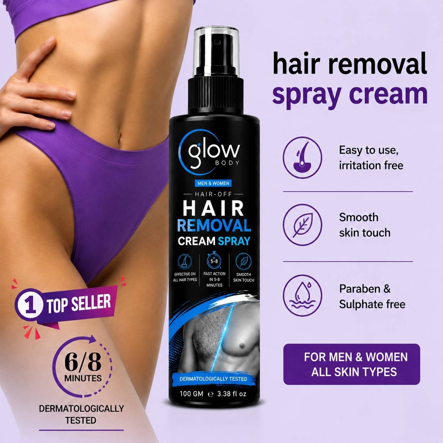 GLOWBODY Hair Removal Spray Cream - Image 1