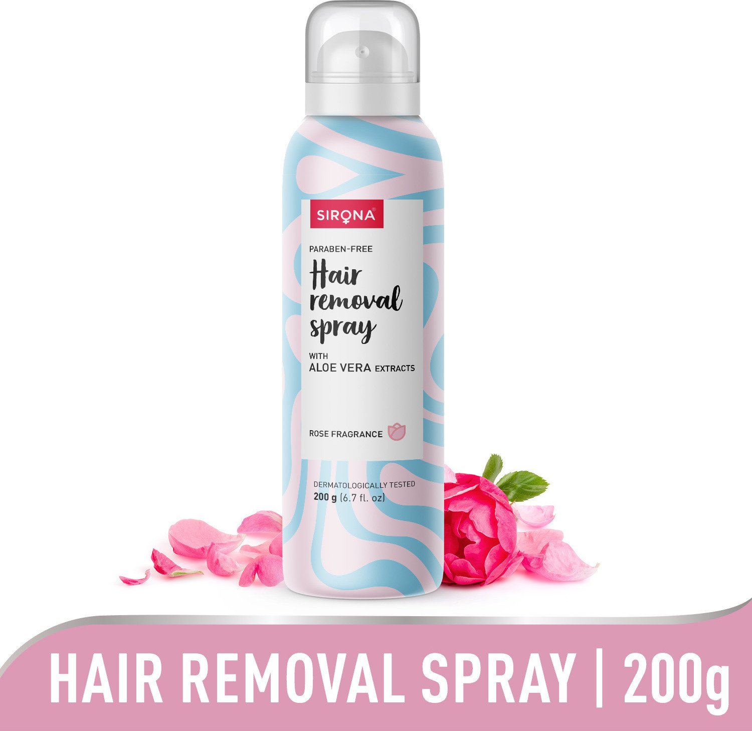 Image of SIRONA Hair Removal Spray with Aloe Vera & Rose Fragrance, 10-Min Action, Paraben-Free Spray