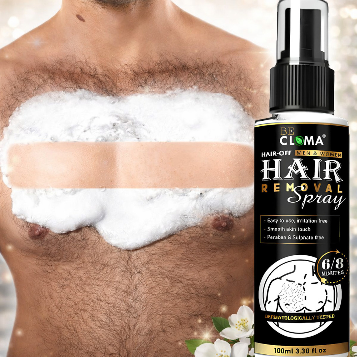 Image of Becloma Hair Removal Spray for Sensitive Skin | Quick Painless Body Clean Spray Spray