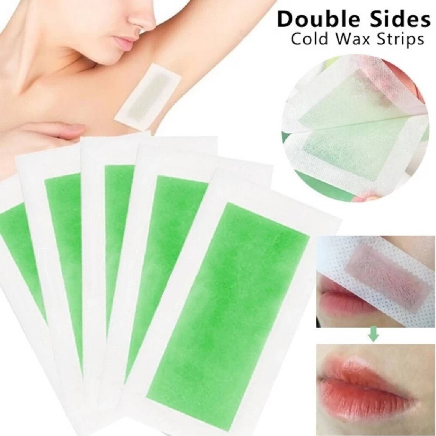AFARAXIA New facial wax strips Quick Easy&Safe Waxing Kit For Girls and women green Strips