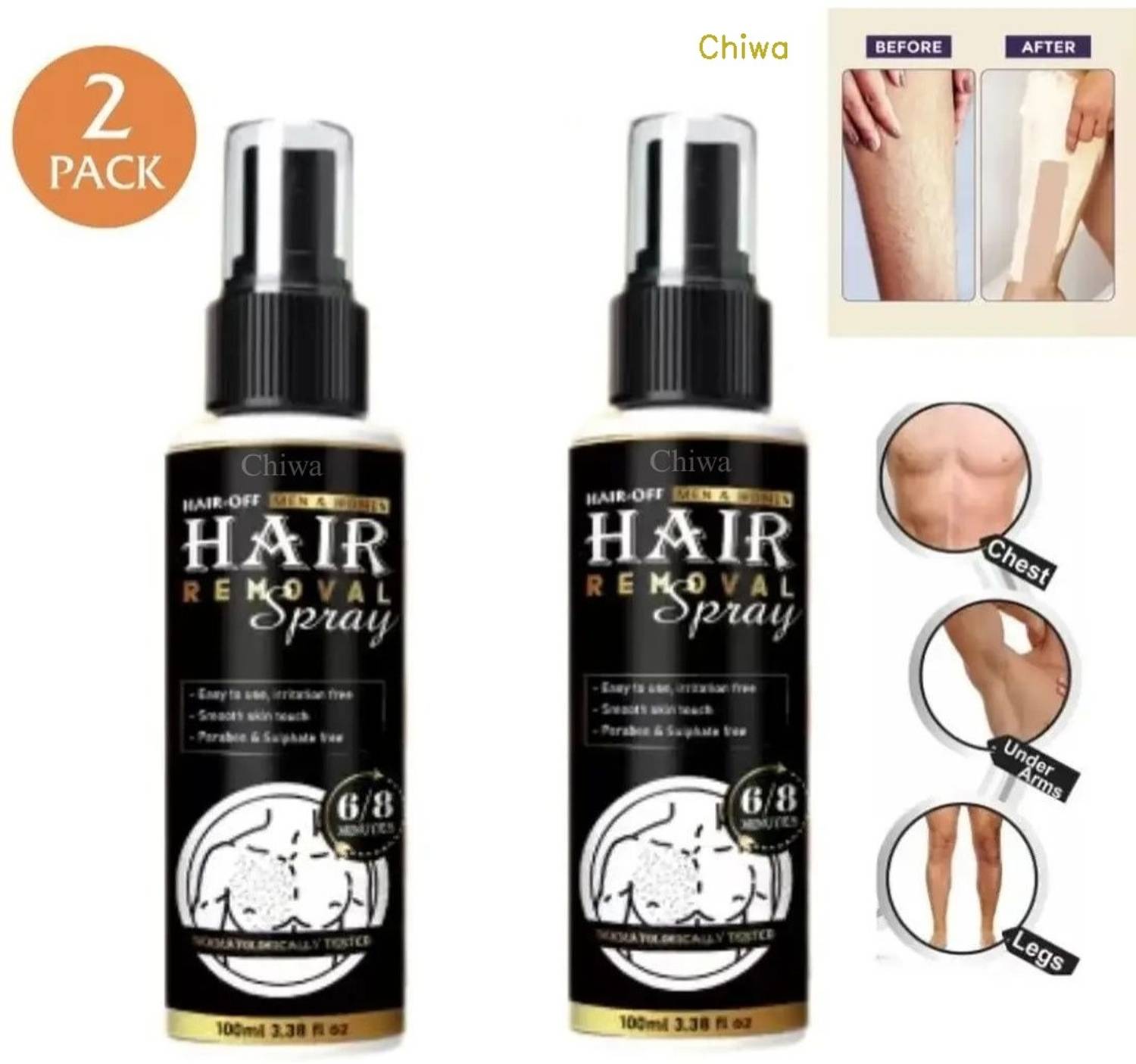 CHIWA Hair Removal Spray Hair Remover for Women Instant GentleWaxOG Spray Cream