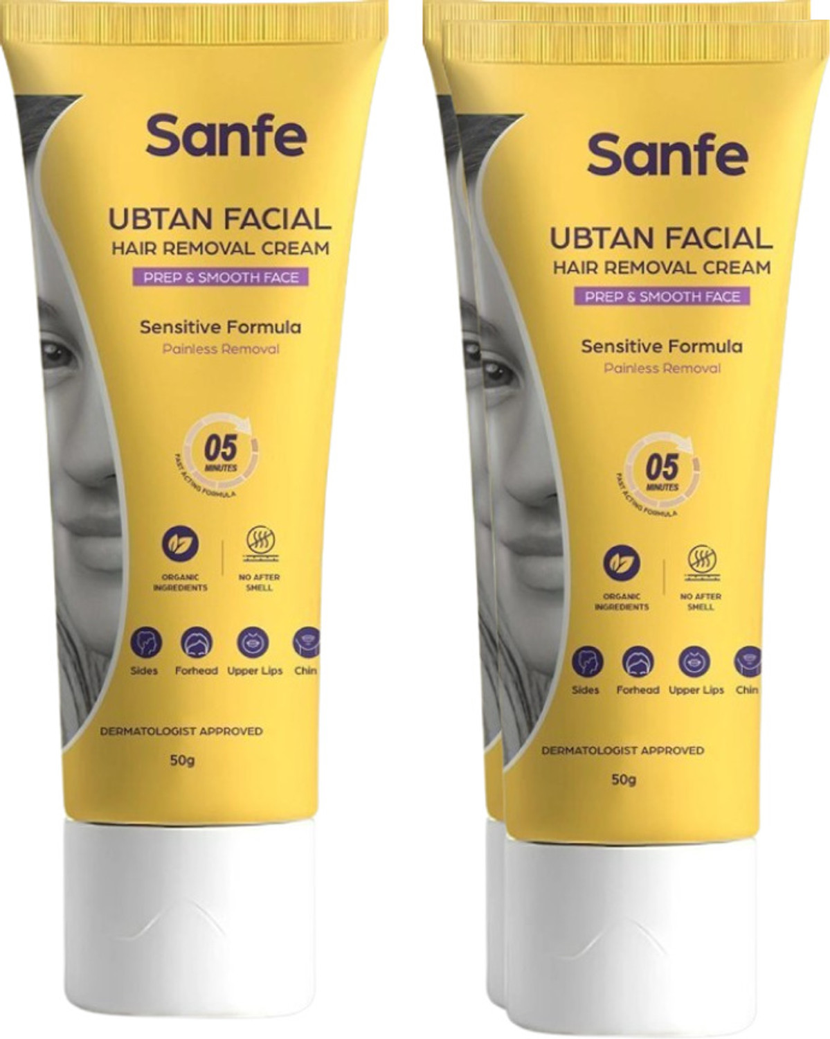 Sanfe Ubtan Facial Hair Removal Cream | Suitable for all Skin Type Cream Pack of 2 Cream
