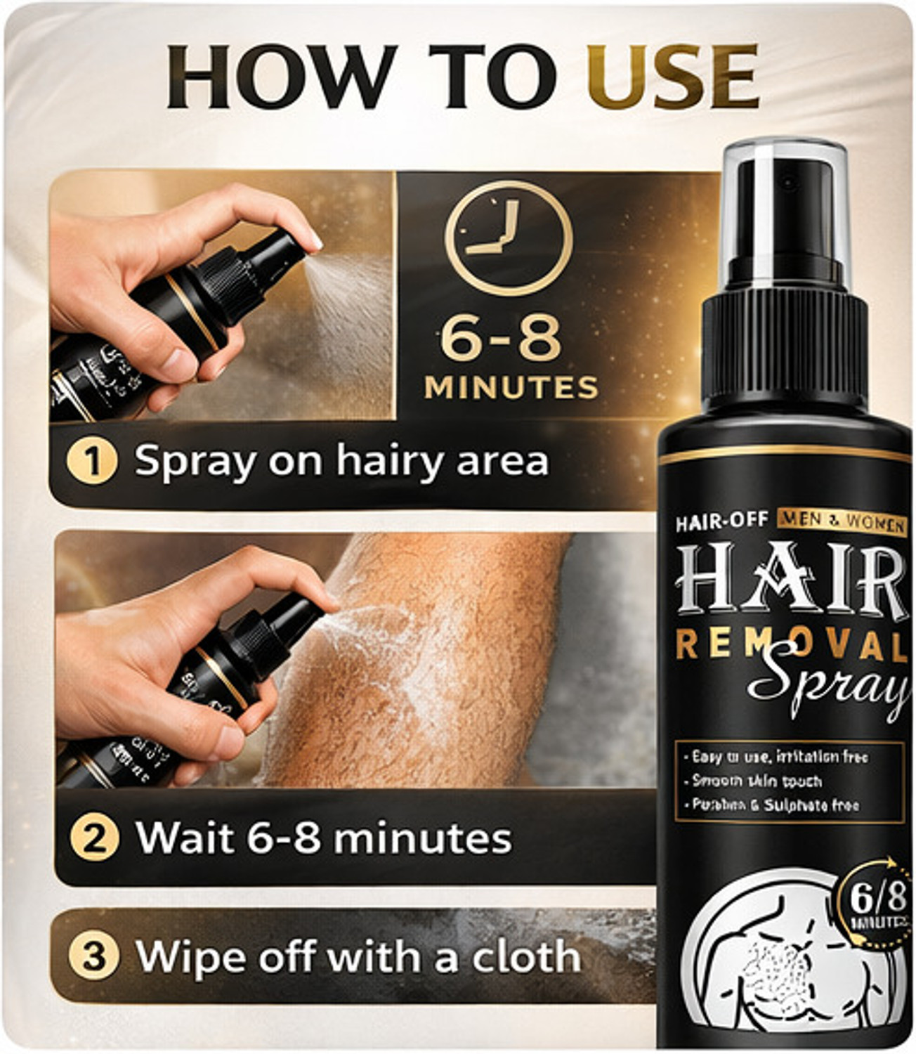 Image of Famire Hair Removal Spray for Men & Women | Fast Acting Body Hair Remover Spray