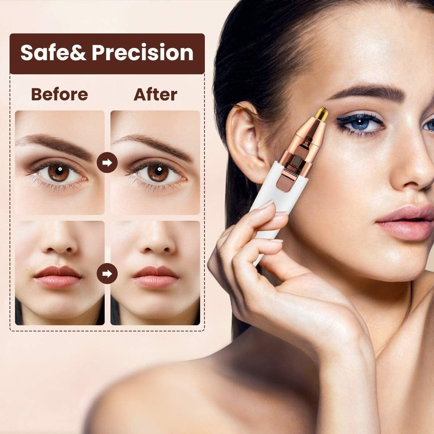 Image of PKK TRADERS 2 in 1 Hair Removal Eyebrow Epilator Rechargeable Portable Facial Hair Remover