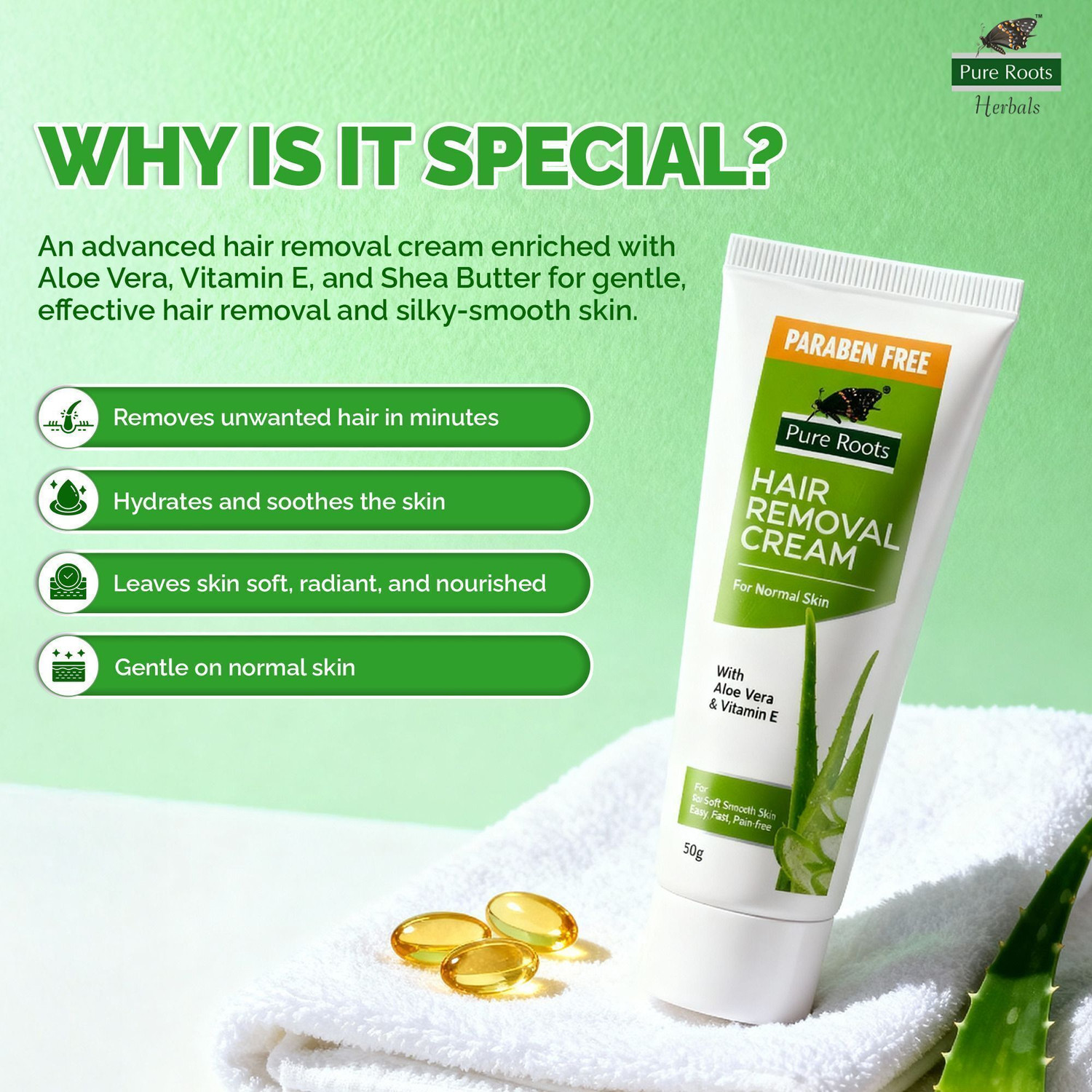 Image of Pure Roots Aloe Vera Hair Removal Cream
