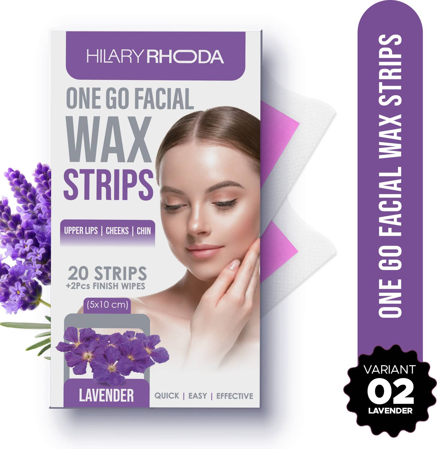 Hilary Rhoda One Go Facial Wax Strips Face,Upper Lip & Chin Facia