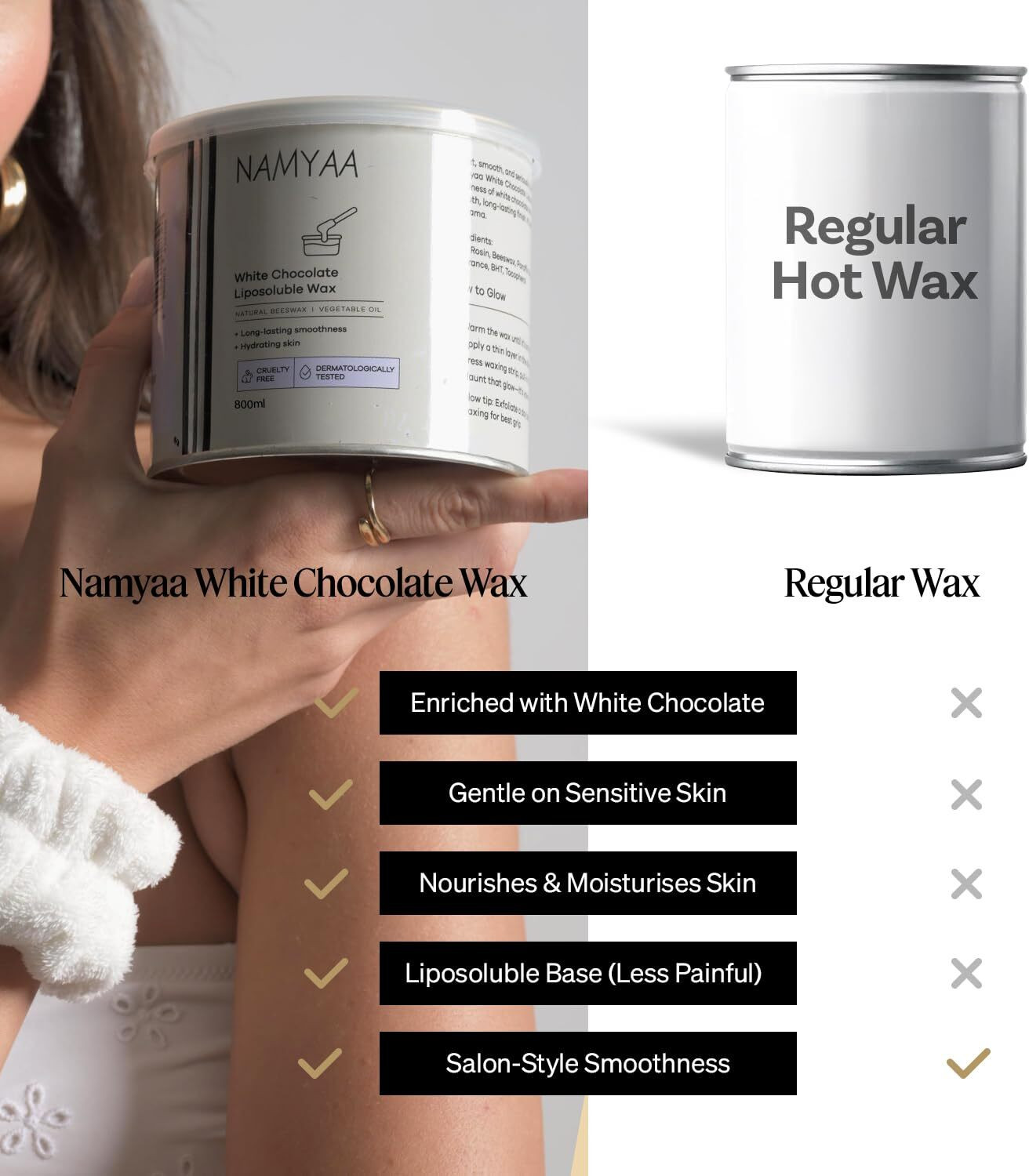 Image of Namyaa White Chocolate Liposoluble Wax I Painless Hair Removal Wax Pack of 1 Wax