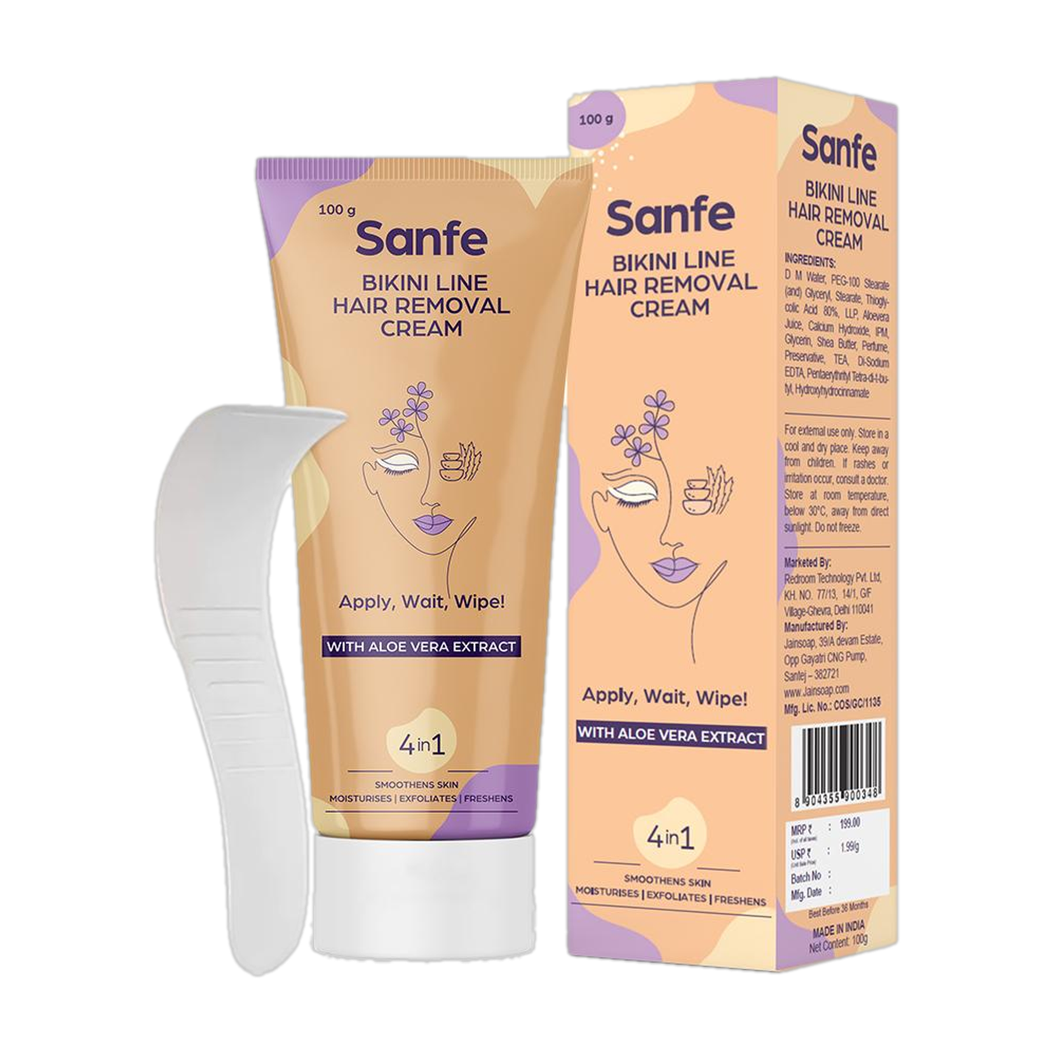 Image of Sanfe Bikini Line Hair Removal Cream -Lavender Cream